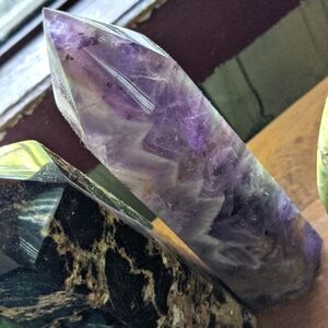 Chevron Amethyst tower natural heart gem shape fire quartz himts